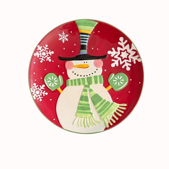 Pier 1 Imports Jolly Holiday Snowman Collection Dessert Plate Set of 2 Christmas - Picture 2 of 16
